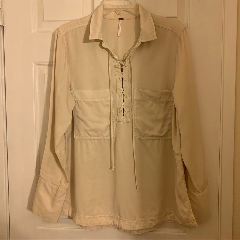 FREE PEOPLE tie up long sleeve top